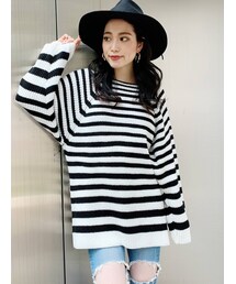 GYDA | ランダムボーダールーズニット TOPS(ニット/セーター)