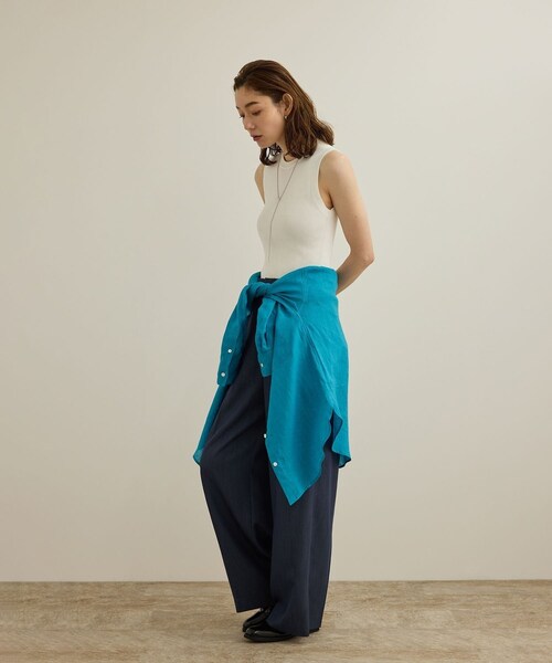 ROPE'（ロペ）の「【洗える】オーガニックコットンリブスリーブレスニット（ニット/セーター・レディース・ホワイト/ネイビー/ターコイズ・F）」の9枚目の写真