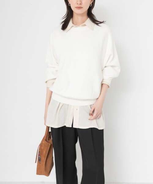 URBAN RESEARCH(アーバンリサーチ)の「コットンカシミヤスウェットニット(ニット/セーター・レディース・OFF WHITE/GRAY/DRK NAVY・Free)」の6枚目の写真