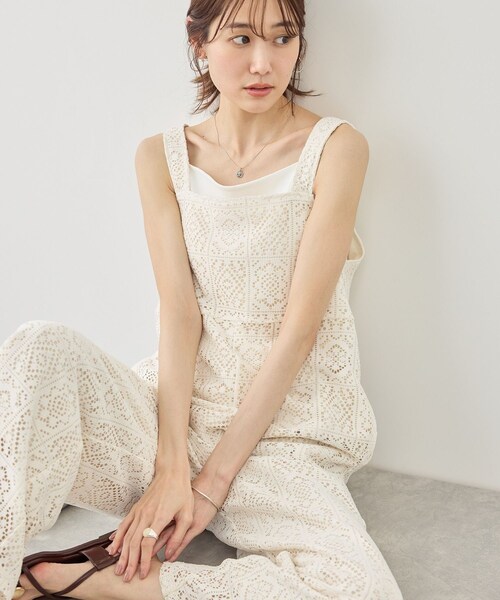 ROPE' PICNIC(ロペピクニック)の「幾何学レースオールインワン(つなぎ/オールインワン・レディース・キナリ/ブラウン・F)」の10枚目の写真