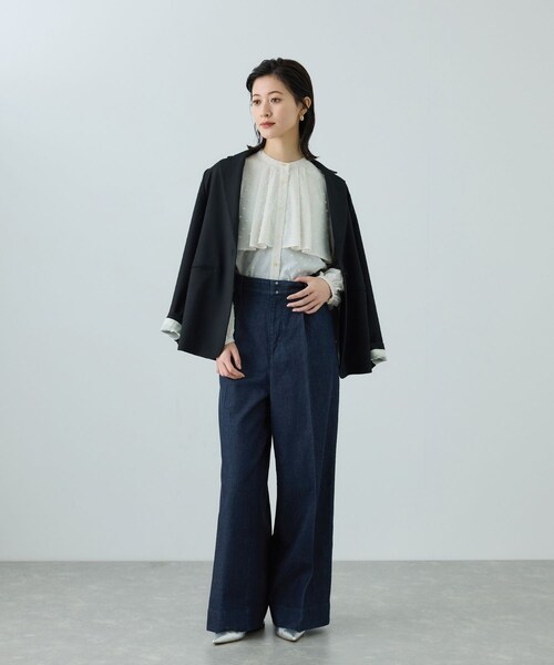 ROPE'（ロペ）の「テンセルデニムストレートワイドパンツ/イージーケア・セットアップ対応（デニムパンツ・レディース・ネイビー/ブルー・36/38/40）」の15枚目の写真