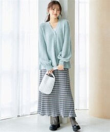 nissen | 大きいサイズ　ボリューム袖ペプラムニット　miclat(ニット/セーター)