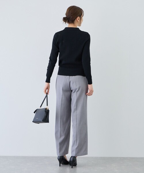 Jayro（ジャイロ）の「フラップポケット付きリブポロニット（ニット/セーター・レディース・ブラック/ホワイト系・M）」の13枚目の写真