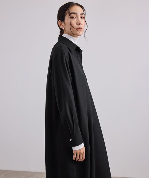 ADAM ET ROPE'(アダムエロペ)の「Super100 ウールスムースシャツワンピース(シャツワンピース・レディース・ブラック/ベージュ・F)」の13枚目の写真