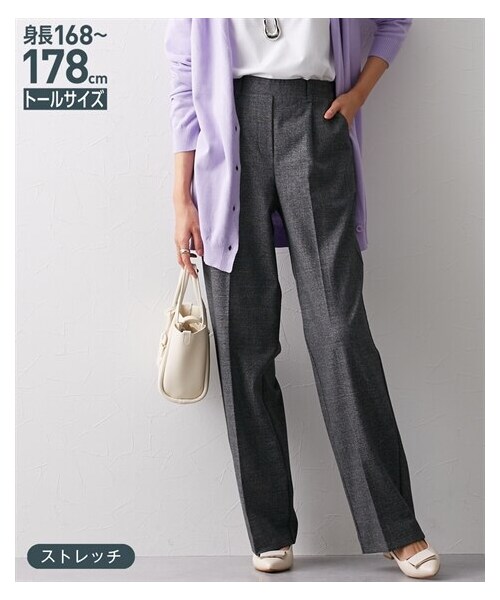 nissen（ニッセン）の「高身長　ストレッチチェックワイドパンツ　丈長め・トールサイズ（パンツ・レディース・ライトグレー系チェック/チャコールグレー系チェック・MTT/LTT/LLTT/3LTT/4LTT/5LTT）」の10枚目の写真