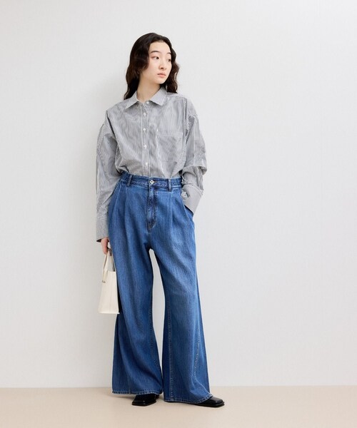 ADAM ET ROPE'(アダムエロペ)の「【WEB限定】ブロードカラーシャツ(シャツ/ブラウス・レディース・ブラック/ブルー系/サックス/ピンク・F)」の9枚目の写真