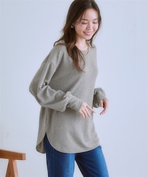 nissen | ふんわり軽い裏起毛裾ラウンドトップス＜大きいサイズ有＞(Tシャツ/カットソー)