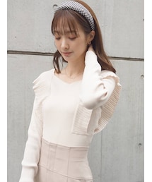 MERCURYDUO | ロングスリーブ2WAYラッフルコンパクトリブニット(ニット/セーター)