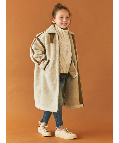 Ungrid（アングリッド）の「Kids ボアロングムートンコート（その他アウター・レディース・アイボリー/ブラウン・100/120）」の6枚目の写真