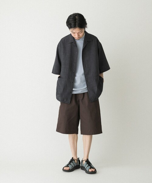 EKAL（エカル）の「『吸水速乾/UVカット/UR TECH』ハイツイストショートスリーブシャツ（シャツ/ブラウス・メンズ・モカグレー/チャコール・M/L）」の10枚目の写真