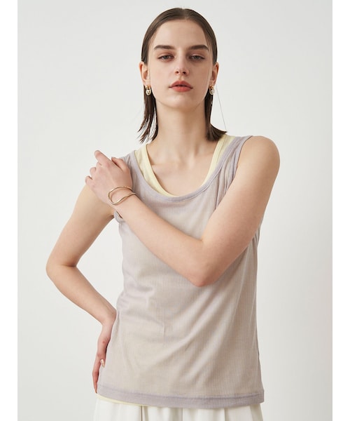 ELENDEEK（エレンディーク）の「SHEER LAYERED TANK（タンクトップ・レディース・オフホワイト/ブラック/イエロー/グレー・F）」の20枚目の写真