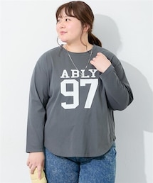 nissen | ＜大きいサイズ＞ロゴプリント長袖Tシャツ(Tシャツ/カットソー)