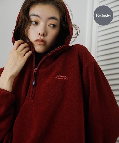 URBAN RESEARCH（アーバンリサーチ）の「『別注』THOUSAND MILE×URBAN RESEARCH　KNIT FREECE HF-ZIP HOODIE（パーカー・レディース・OFF WHITE/BORDEAUX/BLACK・M/L）」の3枚目の写真