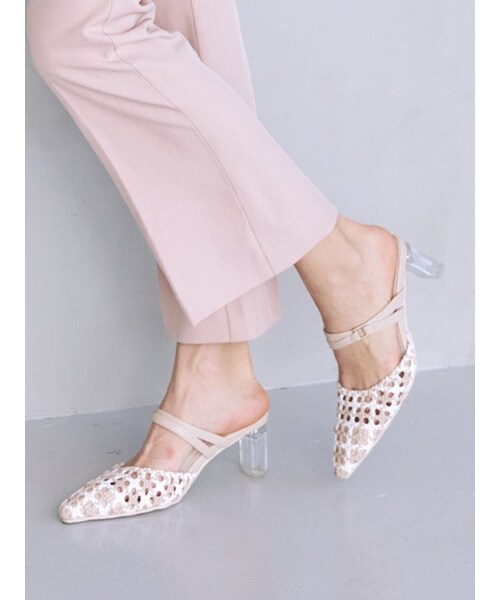 MERCURYDUO（マーキュリーデュオ）の「メッシュポインテッドトゥミュール（サンダル・レディース・アイボリー/ミックス/シルバー・36/38）」の12枚目の写真