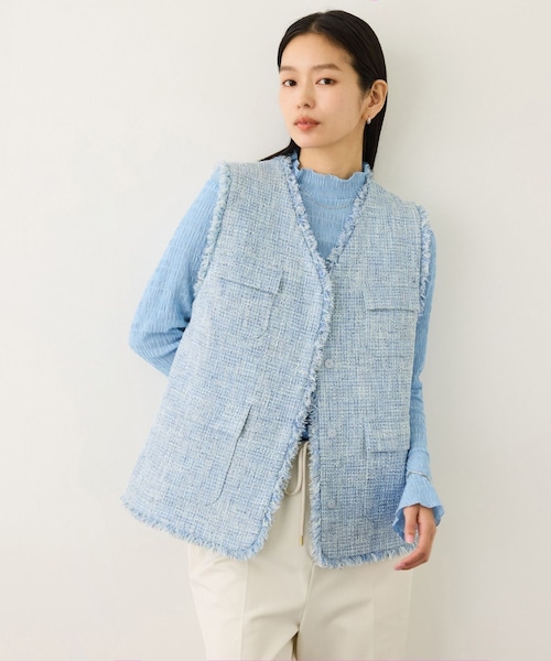 ROPE'（ロペ）の「ツイードVネックジレ（ベスト・レディース・キナリ系/サックス・F）」の5枚目の写真