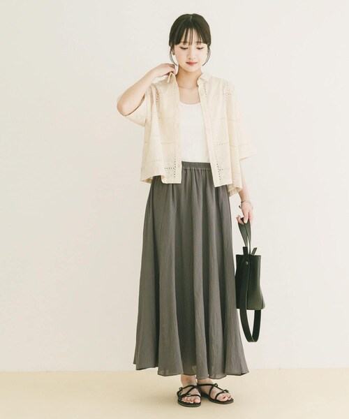 ITEMS URBANRESEARCH（アイテムズ アーバンリサーチ）の「コットン楊柳フレアスカート（スカート・レディース・GRY/BRN/L/KHK・Free）」の5枚目の写真