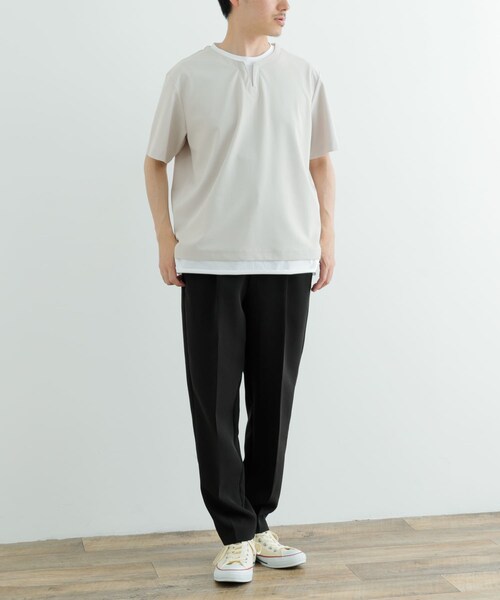 ITEMS URBANRESEARCH(アイテムズ アーバンリサーチ)の「『イージーケア/吸水速乾』高機能ワッフル フェイクレイヤーキーネックTシャツ(Tシャツ/カットソー・メンズ・CHA/BEG/KHK/BLU・M/L)」の18枚目の写真