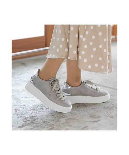 リズ ラフィーネ Riz raffinee 【飾り付き】厚底レースアップスニーカー