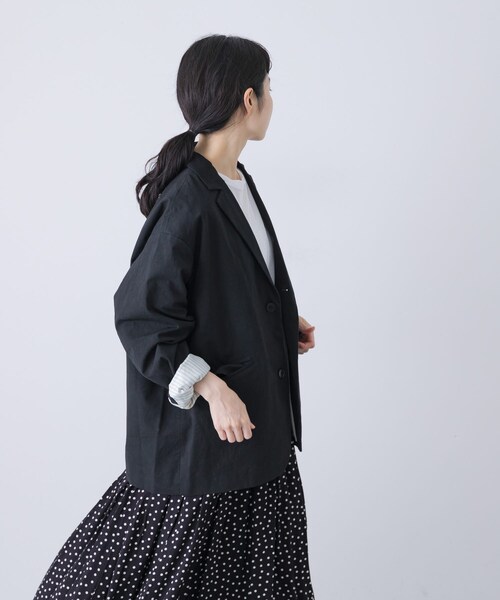 かぐれ(カグレ)の「Tailored jacket w/lining(テーラードジャケット・レディース・BEIGE/BLACK・FREE)」の7枚目の写真
