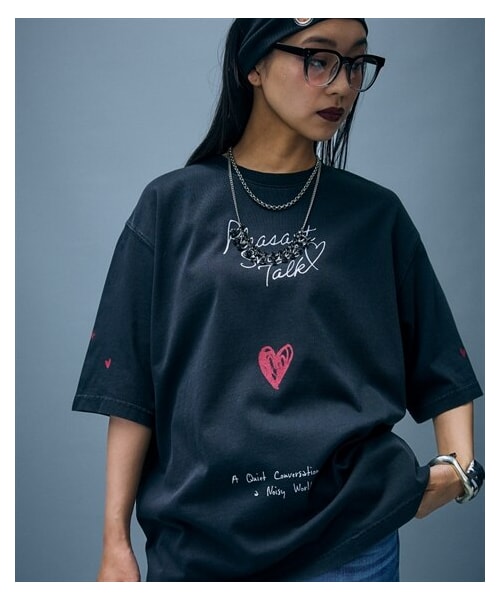 nissen（ニッセン）の「綿100％ピグメント染ロゴプリントTシャツ＜大きいサイズ有＞GEVS.（Tシャツ/カットソー・レディース・オフホワイト/墨黒・6L/8L/10L）」の4枚目の写真