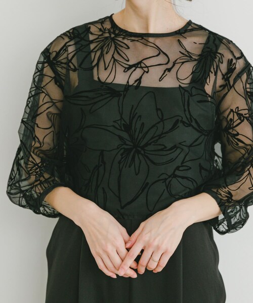 ITEMS URBANRESEARCH（アイテムズ アーバンリサーチ）の「チュールトップス×オールインワンセット（サロペット/オーバーオール・レディース・BLK/BEG・FREE）」の5枚目の写真