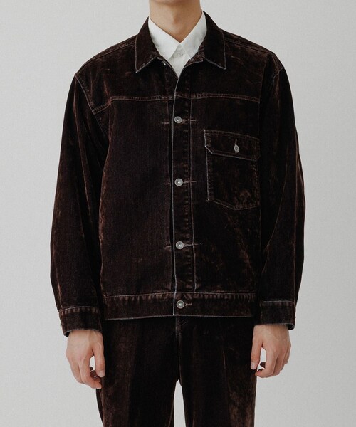 ADAM ET ROPE'（アダムエロペ）の「【ISKO】フロッキー デニムジャケット / ADAM ET ROPE' JEANS -PERS-（デニムジャケット・メンズ・ブラック系/ダークブラウン系・L/M）」の8枚目の写真