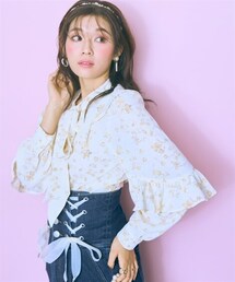 nissen | ＜大きいサイズ＞花柄フリルブラウス　marun(シャツ/ブラウス)