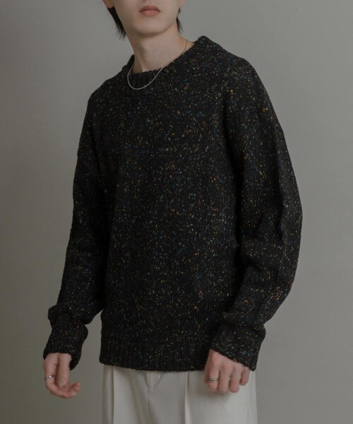 SENSE OF PLACE by URBAN RESEARCH（センスオブプレイスバイアーバンリサーチ）の「『洗濯可』カラーネップニットプルオーバー（ニット/セーター・メンズ・IVORY/BLACK/BROWN・M/L）」の2枚目の写真