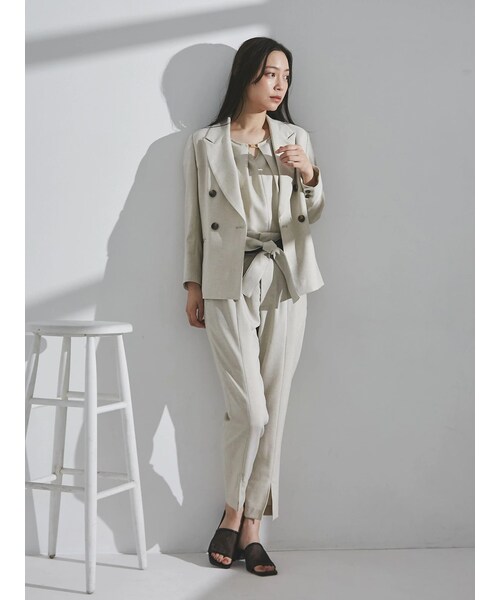 TONAL（トーナル）の「フェイクリネンバイカラーベルトクロップドパンツ（その他パンツ・レディース・ベージュ・M）」の20枚目の写真