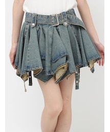 jouetie | アシメヘムデニムミニスカート(デニムスカート)