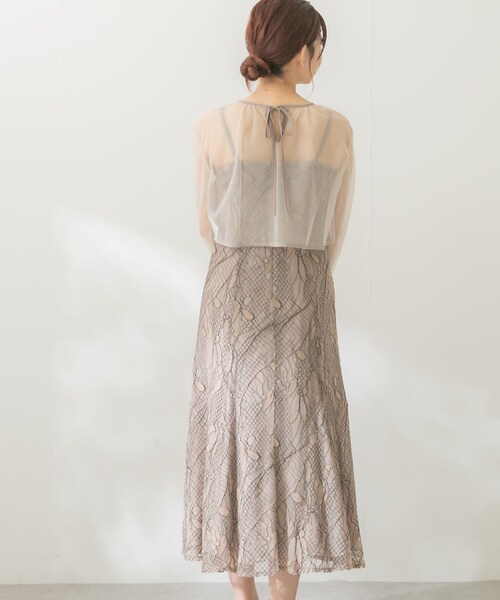 URBAN RESEARCH ROSSO（アーバンリサーチロッソ）の「チュールブラウス付き配色レースドレス（ワンピース・レディース・beige/purple/charcoal・FREE）」の15枚目の写真