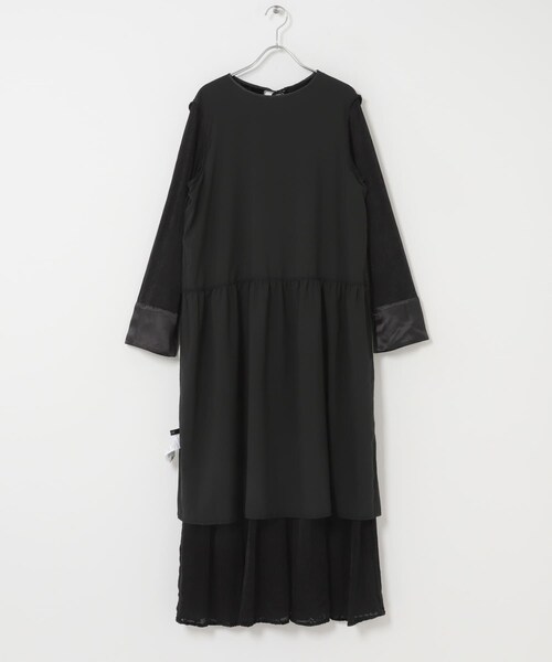 URBAN RESEARCH ROSSO（アーバンリサーチロッソ）の「『WEB/一部店舗限定』フロッキープリントティアードワンピース（ワンピース・レディース・BLACK/BROWN・Free）」の19枚目の写真