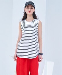 nissen | 大きいサイズひんやりＵＳＡコットン１００％ロング丈ゆるタンクトップ（接触冷感・毛玉防止・ＵＶカット）重ね着にも便利！(キャミソール)