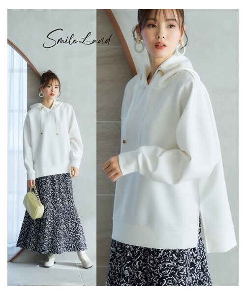 nissen（ニッセン）の「大きいサイズ 大きいサイズ ダンボールニットきれい見えパーカー（パーカー・レディース・チャコール/モカベージュ/オフホワイト/ブルーグレー・L~LL相当/3L~4L相当/5L~6L相当/8L相当/10L相当）」の3枚目の写真