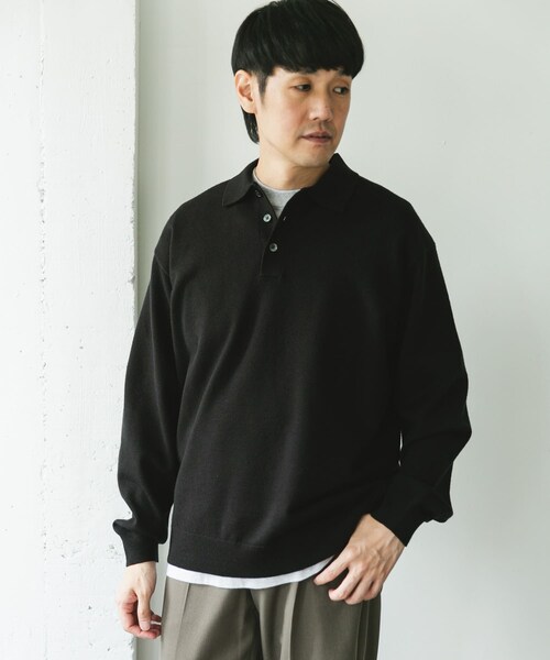 URBAN RESEARCH DOORS（アーバンリサーチドアーズ）の「『XLサイズ/WEB限定/仁村紗和さん着用』『UR TECH 200日ニット』 ポロシャツ（ポロシャツ・メンズ・L/GRY/BROWN/BLACK/BLUE GREEN・M/L/XL）」の20枚目の写真