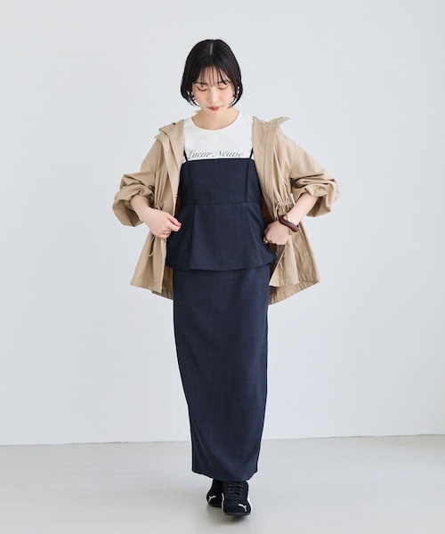 VIS(ビス)の「美easyリネンライクペプラム切替キャミワンピ/ イージーケア・接触冷感・セットアップ対応(ワンピース・レディース・グレー/ネイビー/サックス・F)」の19枚目の写真