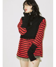 jouetie | ハーフZIPダメージベスト(ベスト)