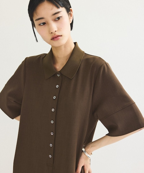 ADAM ET ROPE'（アダムエロペ）の「【WEB限定】・【定番】ポロシャツオールインワン（つなぎ/オールインワン・レディース・ブラック/ダークブラウン/ネイビー・36/38）」の4枚目の写真