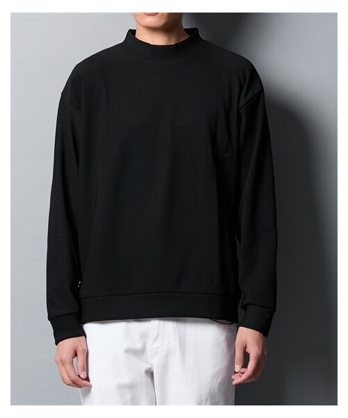 nissen（ニッセン）の「リップル裏起毛セミルーズ長袖モックネックＴシャツ（Tシャツ/カットソー・メンズ・ベージュ/ディープオレンジ/ブラック・M/L/LL）」の2枚目の写真