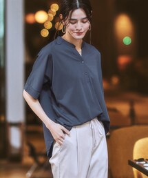 7days Life Styling | ブラウス見えシルケットポンチスキッパーチュニックカットソートップス(Tシャツ/カットソー)