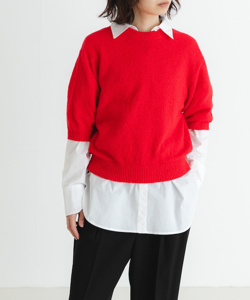 URBAN RESEARCH(アーバンリサーチ)の「ブークレハーフスリーブニット(ニット/セーター・レディース・NAVY/RED/OFF・FREE)」の3枚目の写真