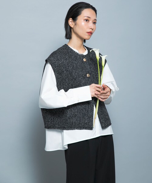 URBAN RESEARCH ROSSO（アーバンリサーチロッソ）の「『別注』CHIGNON×ROSSO　ツイードショートベスト（ベスト・レディース・WHITE/BLACK・Free）」の13枚目の写真