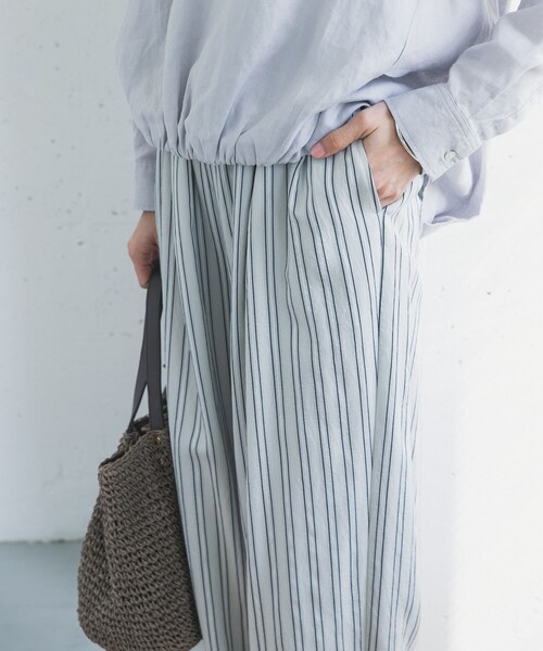 URBAN RESEARCH DOORS（アーバンリサーチドアーズ）の「ストライプタックイージーパンツ（その他パンツ・レディース・NATURAL/GRAY・Free）」の8枚目の写真
