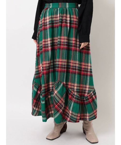 merry jenny（メリージェニー）の「リボンチェックフレアスカート（スカート・レディース・レッド/グリーン・F）」の4枚目の写真