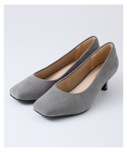 nissen（ニッセン）の「【ゆったり幅広】スクエアトゥミドルヒールパンプス（ワイズ４Ｅ）（パンプス・メンズ・黒(スムース)/グレー(スエード調)/黒(生地)/グレージュ(エナメル調)/モカベージュ(スエード調)・23.0cm/4E/23.5cm/4E/24.0cm/4E/24.5cm/4E/25.0cm/4E/25.5cm/4E/26.0cm/4E/26.5cm/4E/27.0cm/4E）」の3枚目の写真