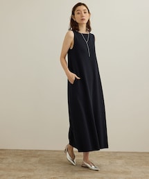 シルクコットン総針Aラインワンピース/イージーケア