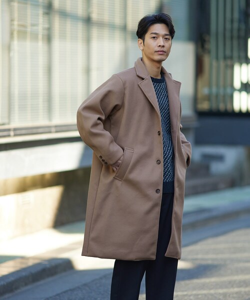 ITEMS URBANRESEARCH（アイテムズ アーバンリサーチ）の「ウールライクメルトン チェスターコート（チェスターコート・メンズ・MOC/BLK/KHK・M/L）」の4枚目の写真