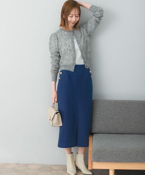 URBAN RESEARCH ROSSO（アーバンリサーチロッソ）の「ボタンデザインタイトスリットスカート（スカート・レディース・CHECK/L.GREIGE/INDIGO・36/38）」の20枚目の写真