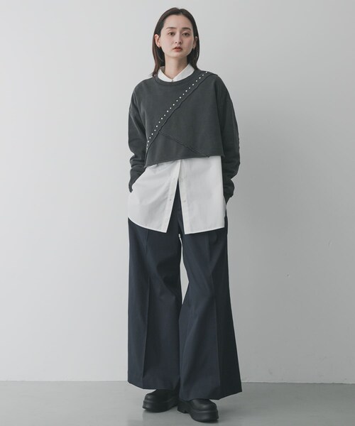 SENSE OF PLACE by URBAN RESEARCH（センスオブプレイスバイアーバンリサーチ）の「スタッズピグメントカットトップ（スウェット・レディース・CHARCOAL/IVORY/BROWN・One）」の15枚目の写真