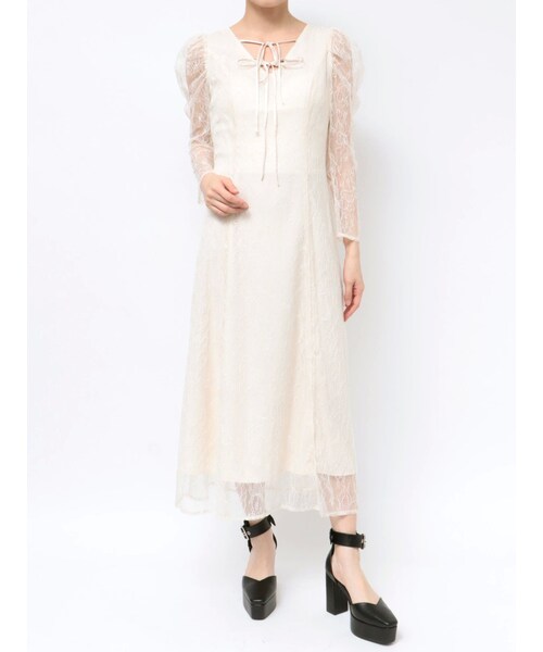 EATME（イートミー）の「ダブルリボンレースワンピース（ドレス・レディース・アイボリー/ブラック/ピンク・S/M）」の3枚目の写真